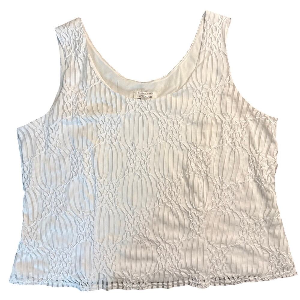 Dress Barn Sheer Textured Overlay  Tank Top Size 22W in White